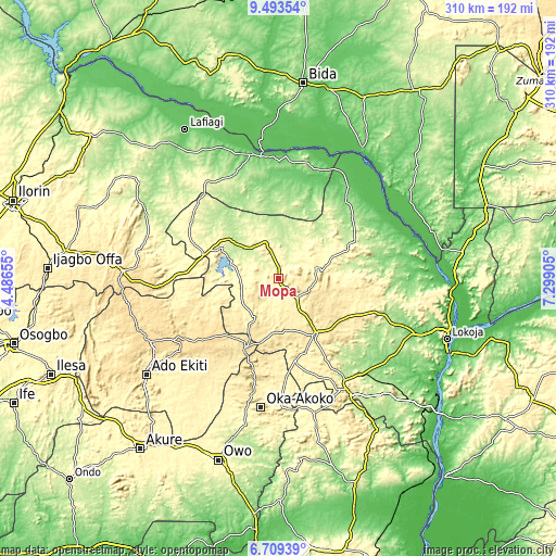 Topographic map of Mopa