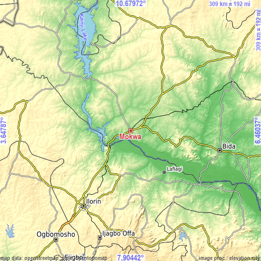 Topographic map of Mokwa