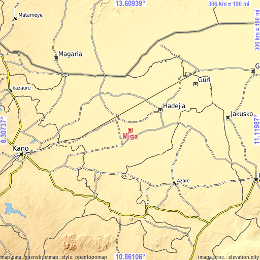 Topographic map of Miga