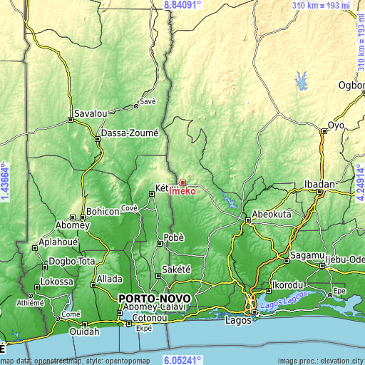 Topographic map of Imeko