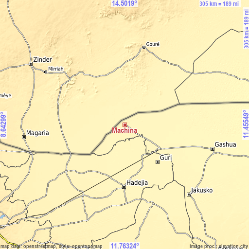 Topographic map of Machina