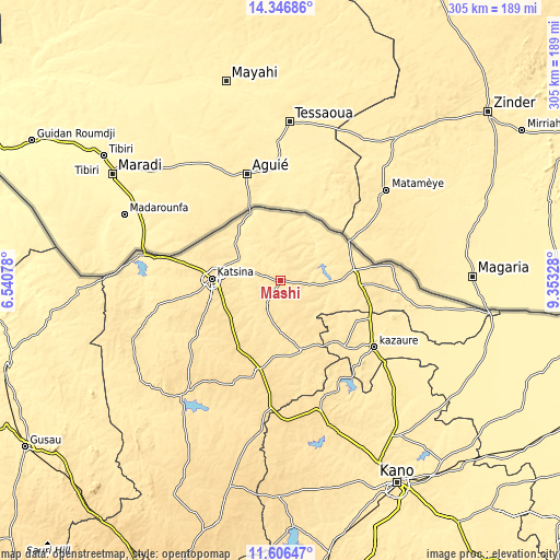 Topographic map of Mashi