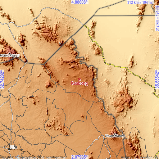 Topographic map of Kaabong