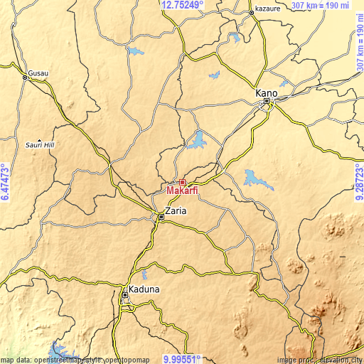 Topographic map of Makarfi