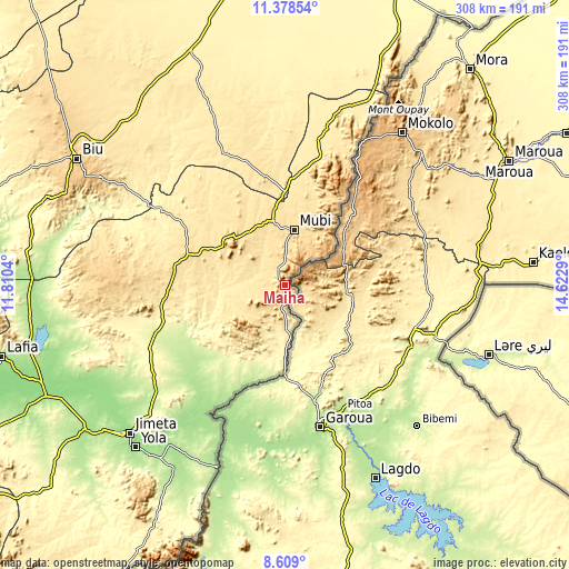 Topographic map of Maiha