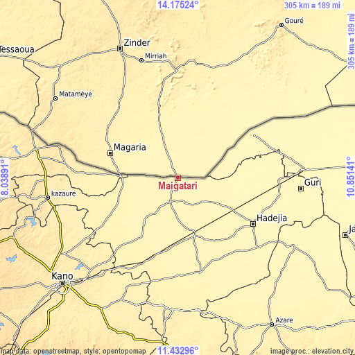 Topographic map of Maigatari