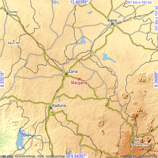 Topographic map of Maigana