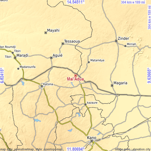 Topographic map of Mai’Adua