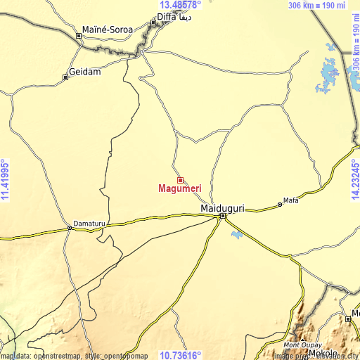 Topographic map of Magumeri