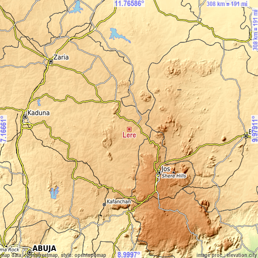 Topographic map of Lere