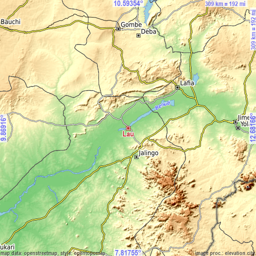 Topographic map of Lau
