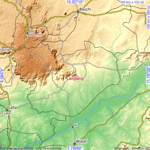 Topographic map of Langtang