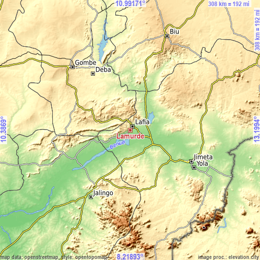 Topographic map of Lamurde