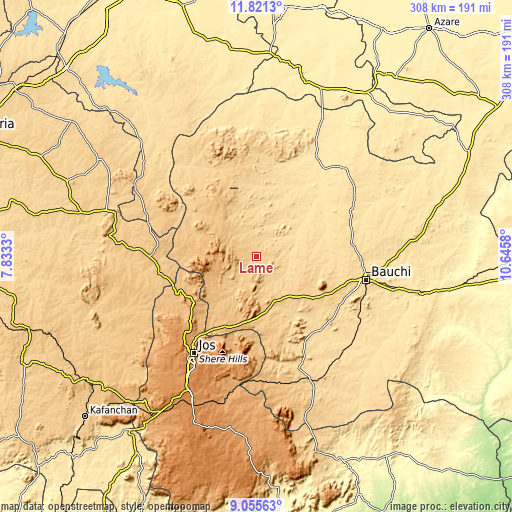 Topographic map of Lame
