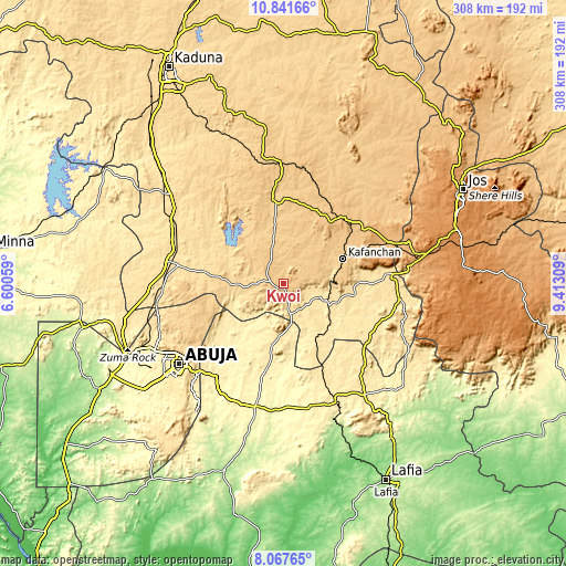 Topographic map of Kwoi