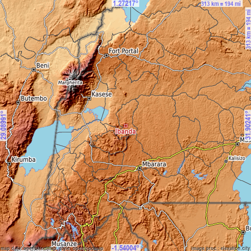 Topographic map of Ibanda