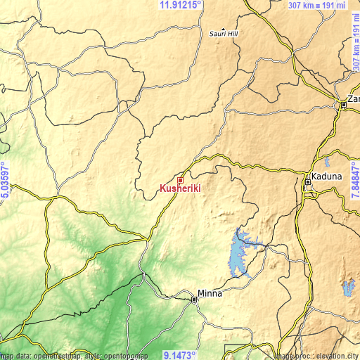 Topographic map of Kusheriki