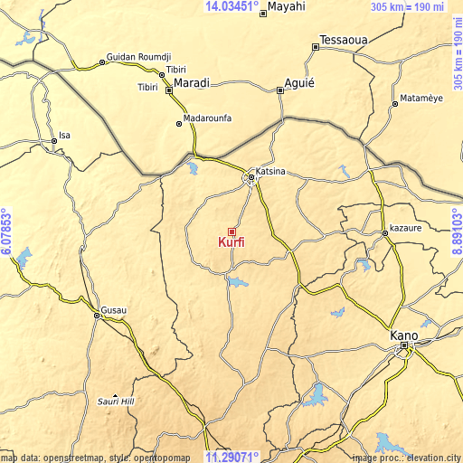 Topographic map of Kurfi