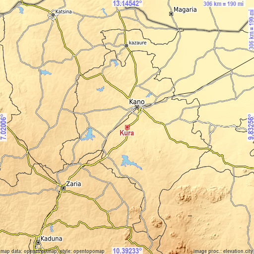 Topographic map of Kura