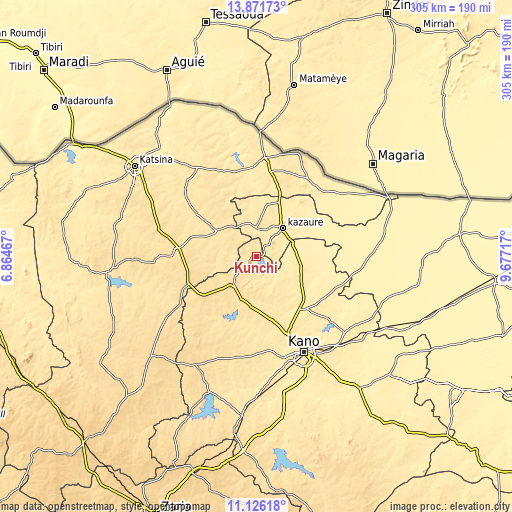 Topographic map of Kunchi