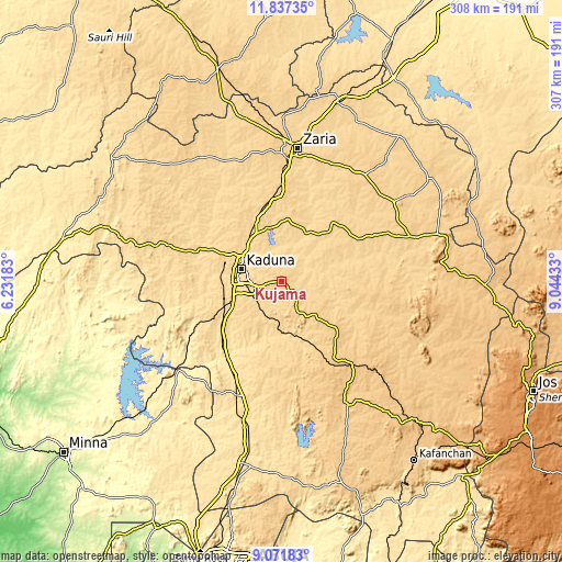 Topographic map of Kujama