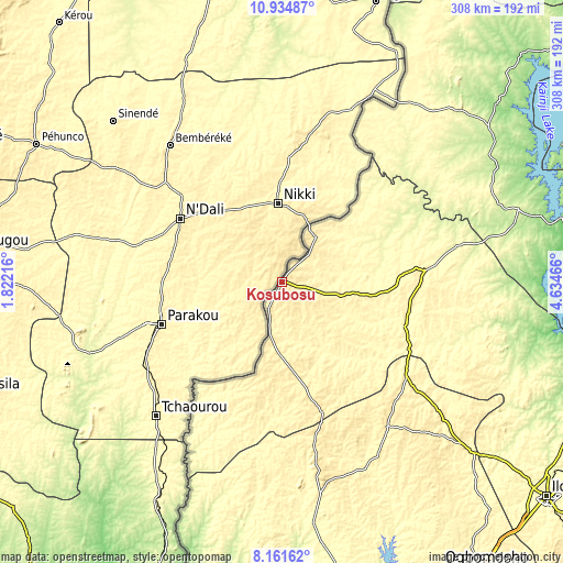 Topographic map of Kosubosu