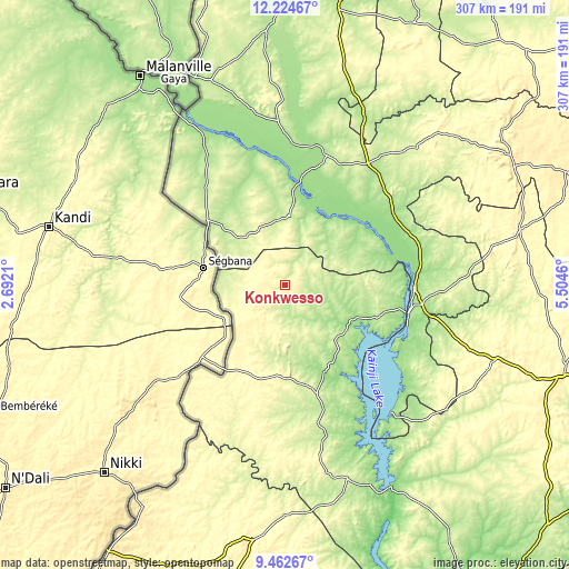 Topographic map of Konkwesso