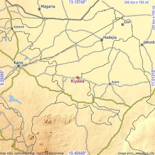 Topographic map of Kiyawa