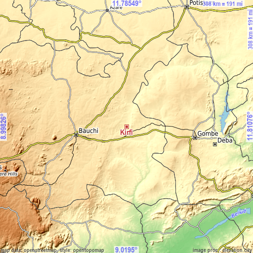 Topographic map of Kirfi
