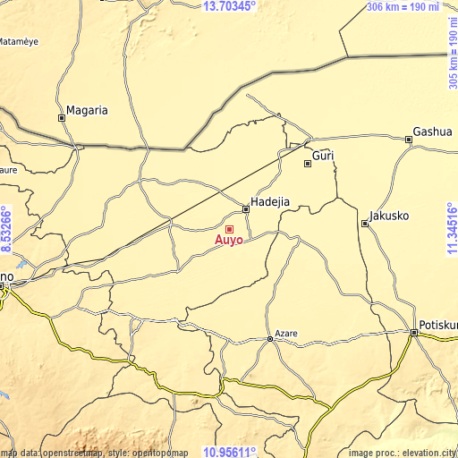 Topographic map of Auyo
