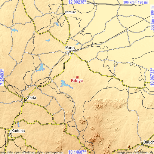 Topographic map of Kibiya