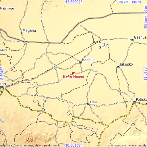 Topographic map of Kafin Hausa
