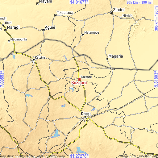 Topographic map of Kazaure