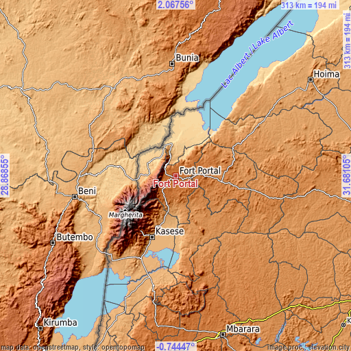 Topographic map of Fort Portal