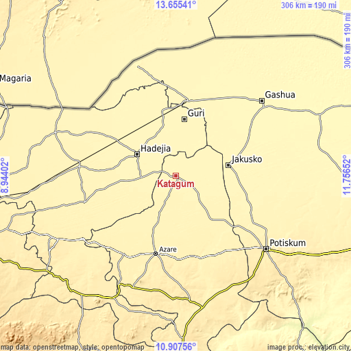 Topographic map of Katagum