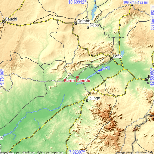 Topographic map of Karim Lamido