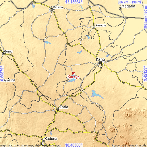 Topographic map of Karaye
