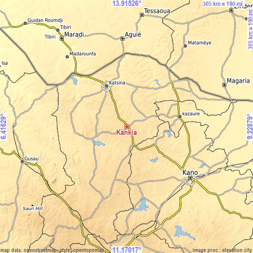 Topographic map of Kankia