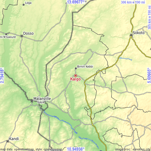 Topographic map of Kalgo