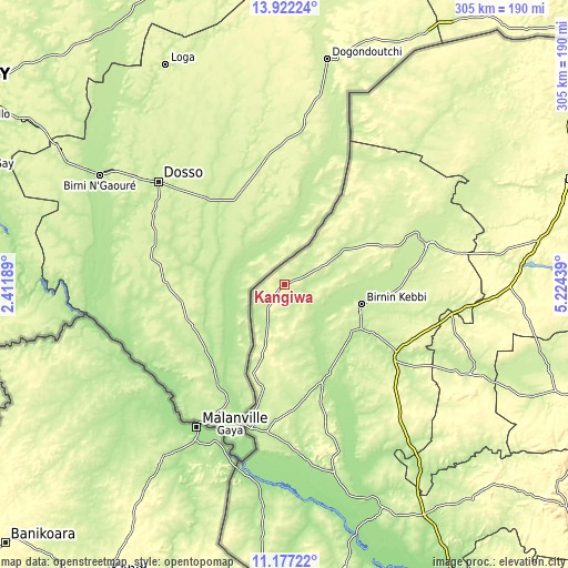 Topographic map of Kangiwa