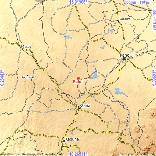 Topographic map of Kafur