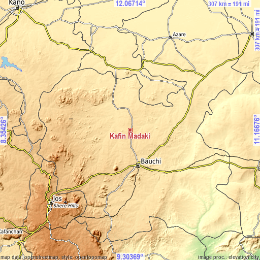 Topographic map of Kafin Madaki