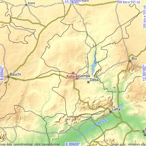 Topographic map of Kafarati