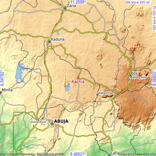 Topographic map of Kachia
