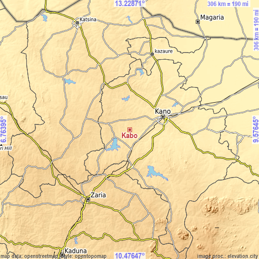 Topographic map of Kabo