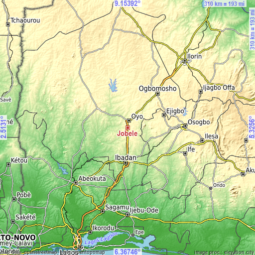 Topographic map of Jobele