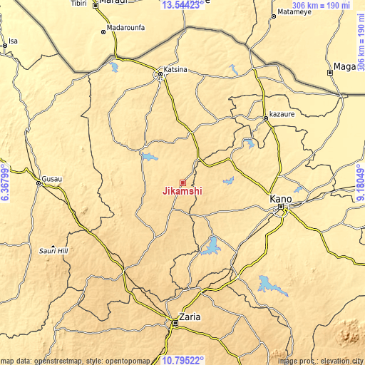 Topographic map of Jikamshi