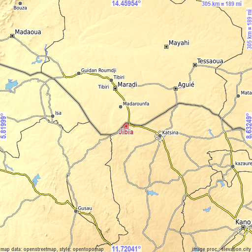 Topographic map of Jibia