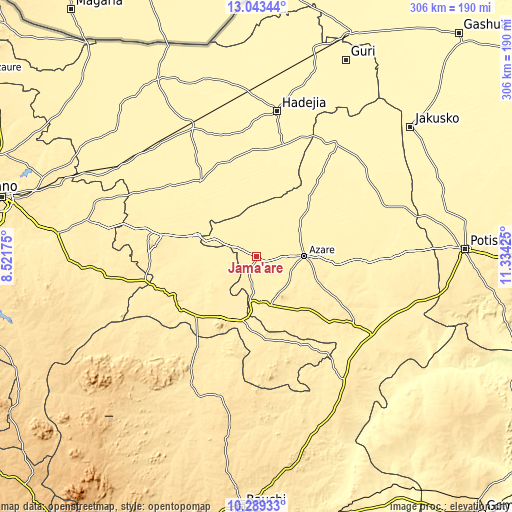 Topographic map of Jama’are