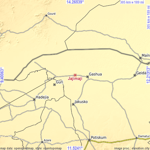 Topographic map of Jajimaji